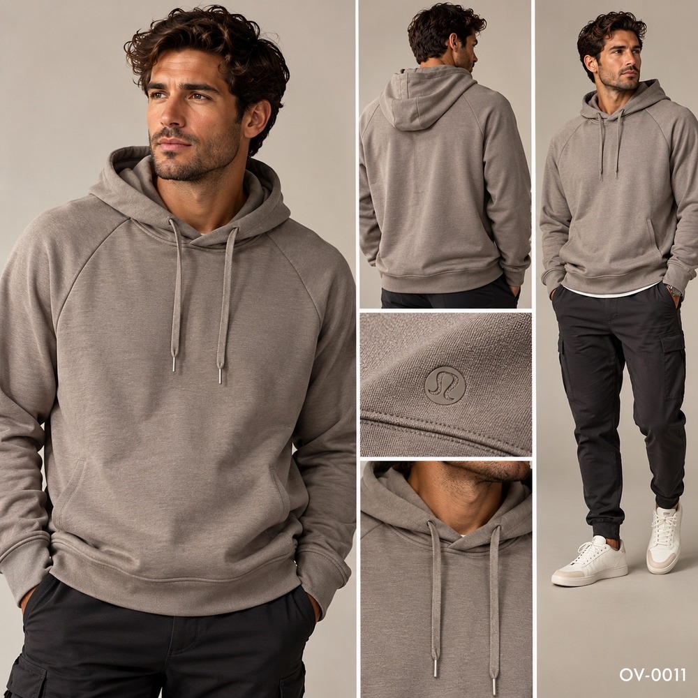 Lululemon Mens City Sweat Pullover Hoodie Nomad Brown LM3FDVS M OV-0011